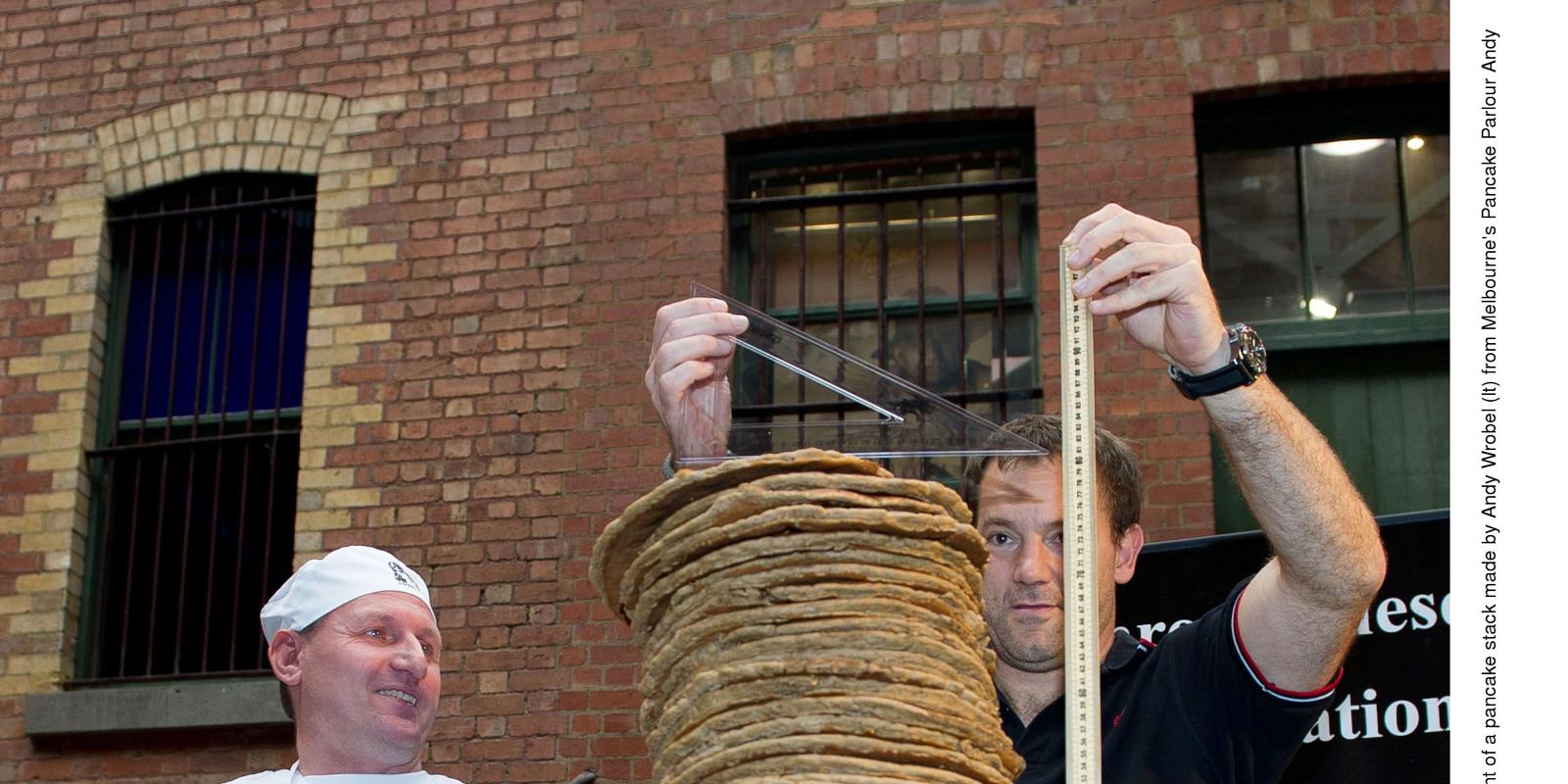 Chef breaks world record for tallest pancake stack