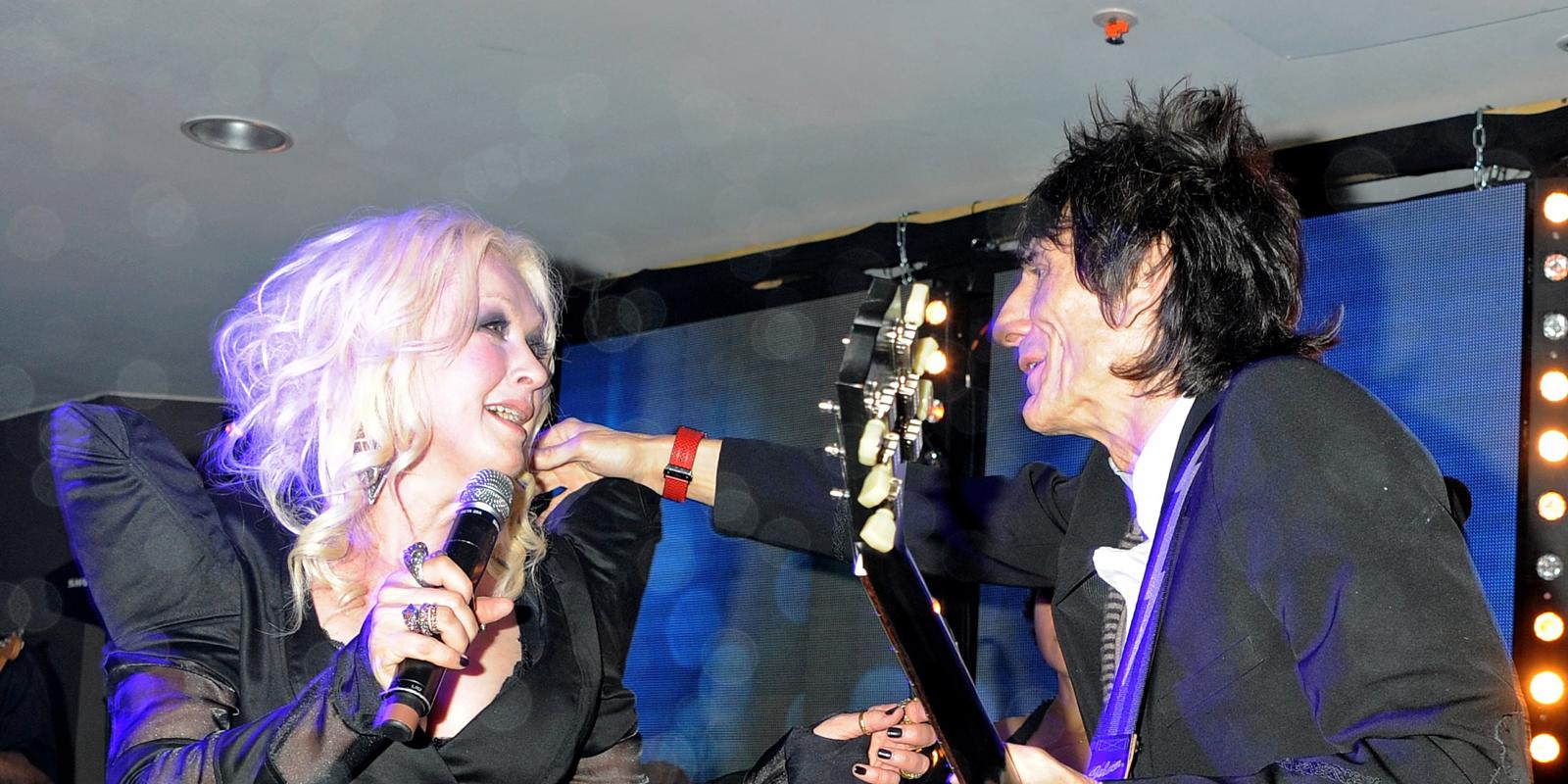 Cyndi Lauper and Ronnie Wood duet at RED Cannes party