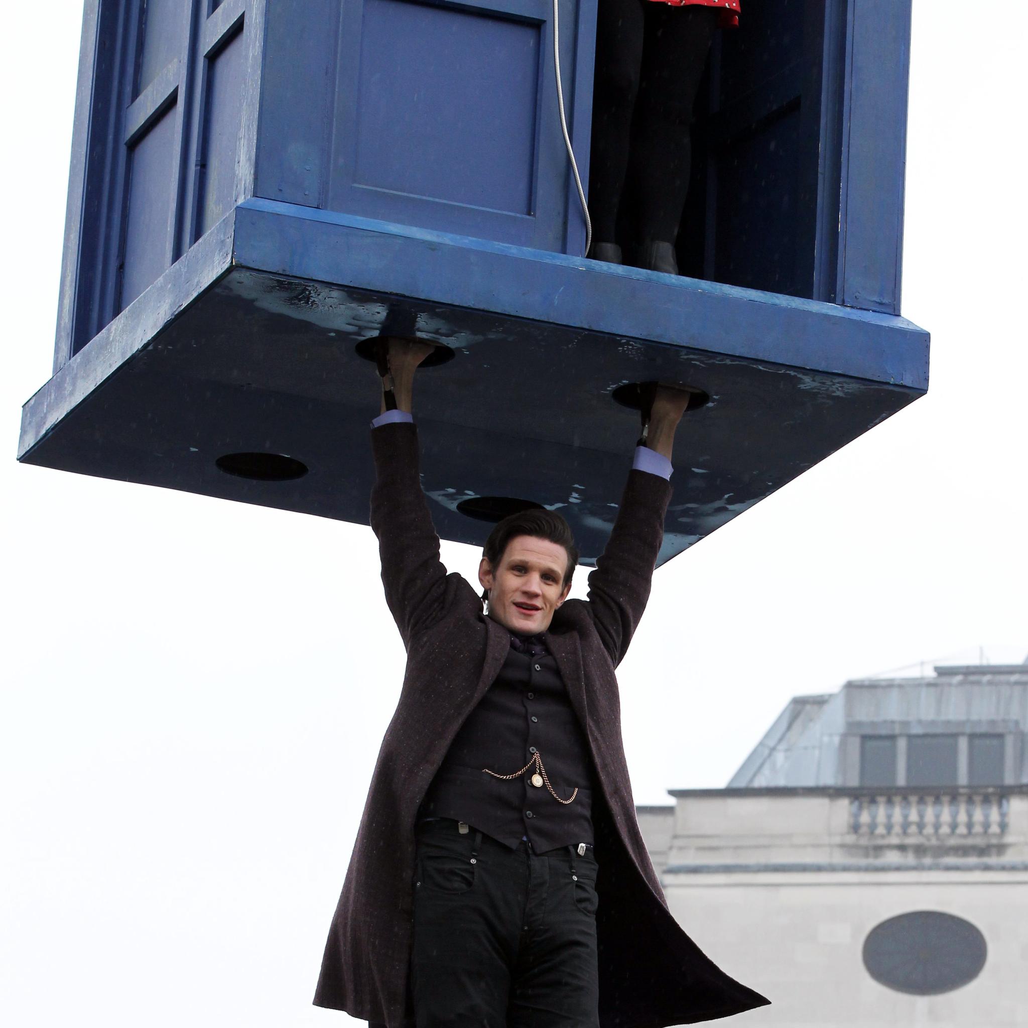 Doctor Who filming in Trafalgar Square, London