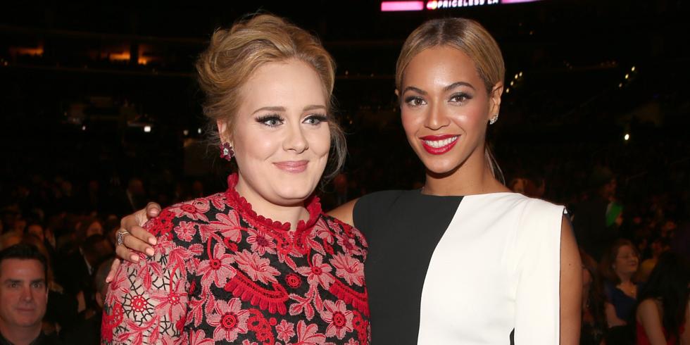 Singers Adele and Beyonce attends the 55th Annual GRAMMY Awards at STAPLES Center on February 10, 2013 in Los Angeles, California