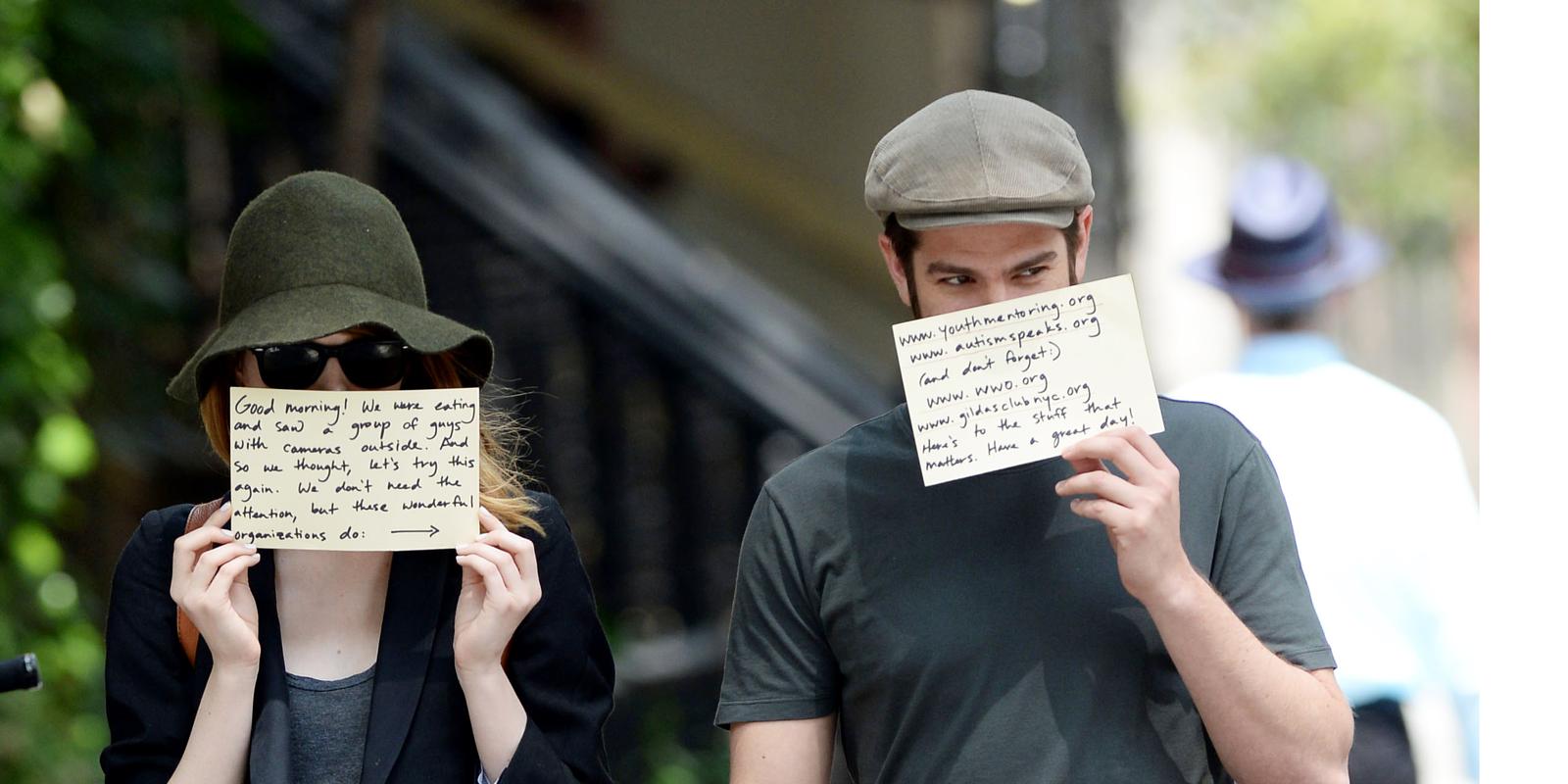 Andrew Garfield and Emma Stone Use Paparazzi to Promote Charities picture pics Andrew Garfield and Emma Stone Use Paparazzi to Promote Charities