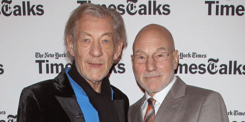 Sir Ian McKellen and Sir Patrick Stewart attend TimesTalks Presents: An Evening With Sir Ian McKellen and Sir Patrick Stewart