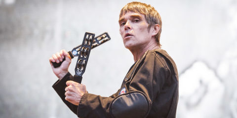 Ian Brown of the Stone Roses performs live on stage at Finsbury Park, London