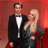 George Shelley and Jorgie Porter attend E!'s Live From The Red Carpet Golden Globes Watch Along Party