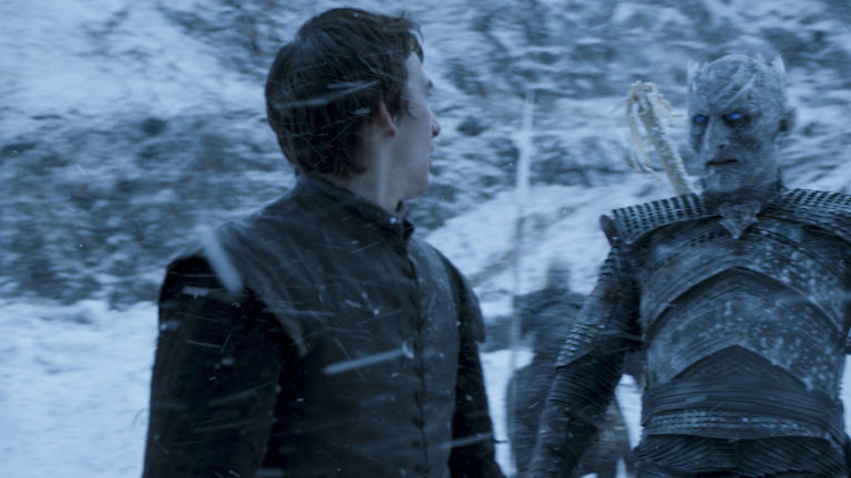 Isaac Hempstead Wright as Bran Stark and Vladimir Furdik as Night King