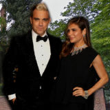 Robbie Williams and Ayda Field outside Woodland House with Michael Winner Insert - PHOTOSHOP