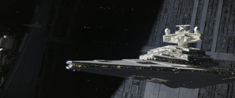 Star Wars Rogue One Star Destroyer outside the Death Star