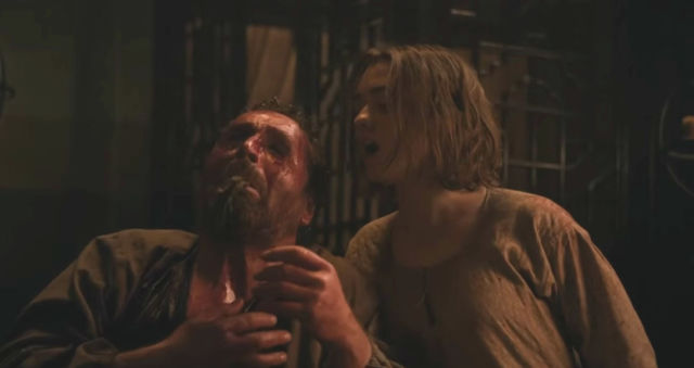 Arya Stark and Ser Meryn Trant in Game of Thrones