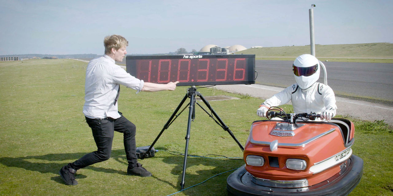 Top Gear's Stig breaks a world record in a bumper car