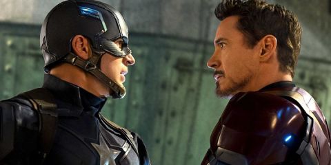 Chris Evans and Robert Downey Jr as Captain  America and Iron Man in Captain America: Civil War  Avengers
