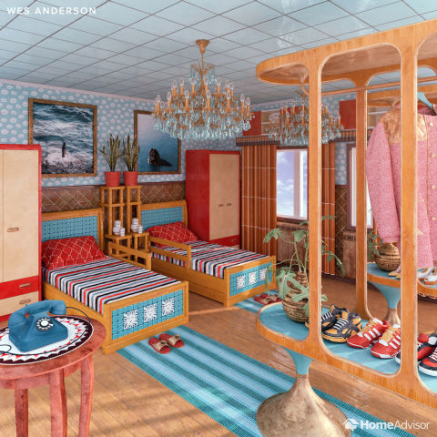 Wes Anderson inspired bedroom