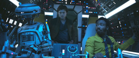 Alden Ehrenreich, Donal Glover, Phoebe Waller-Bridge, Lando Calrissian, Han Solo, L3-37, Solo: A Star Wars Story