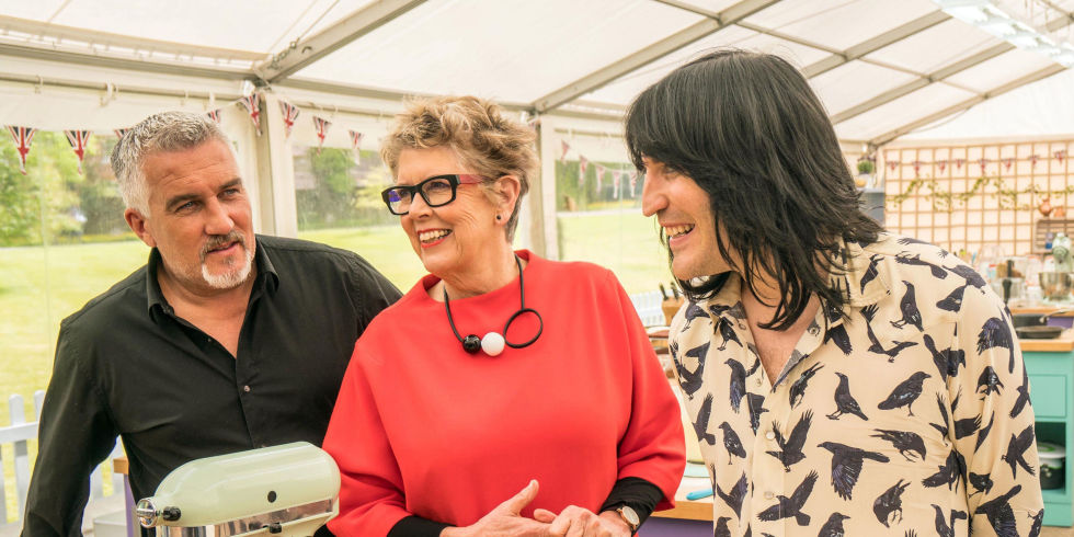 Great British Bake Off Laughs Prue Leith Spoiling Series 8 Result Paul Hollywood Prue Leith Noel Fielding Gbbo Great British Bake Off